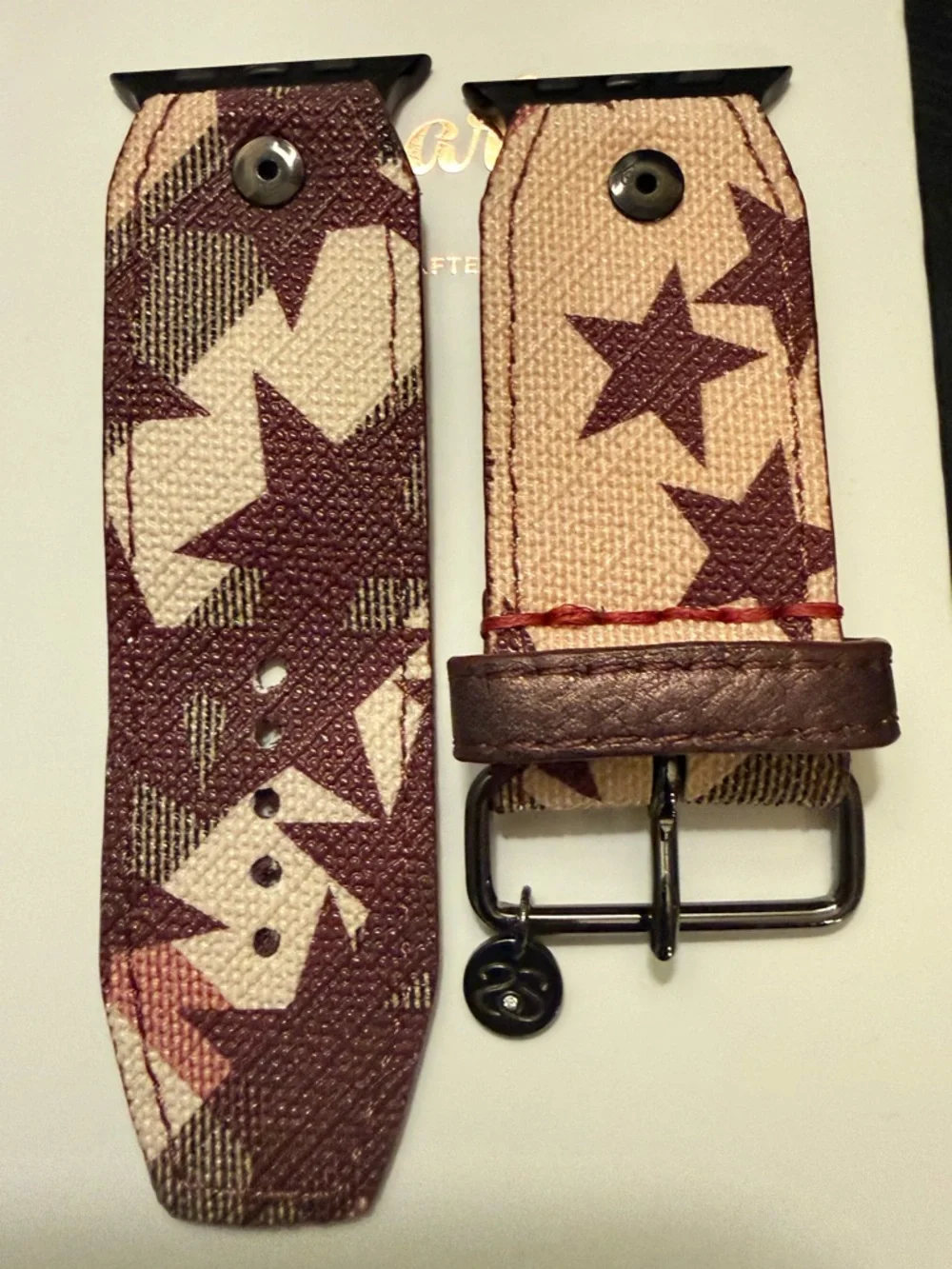 Spark*l Bands- Burberry Star Burgundy and Cream - Size 2 - Picture 2 of 4